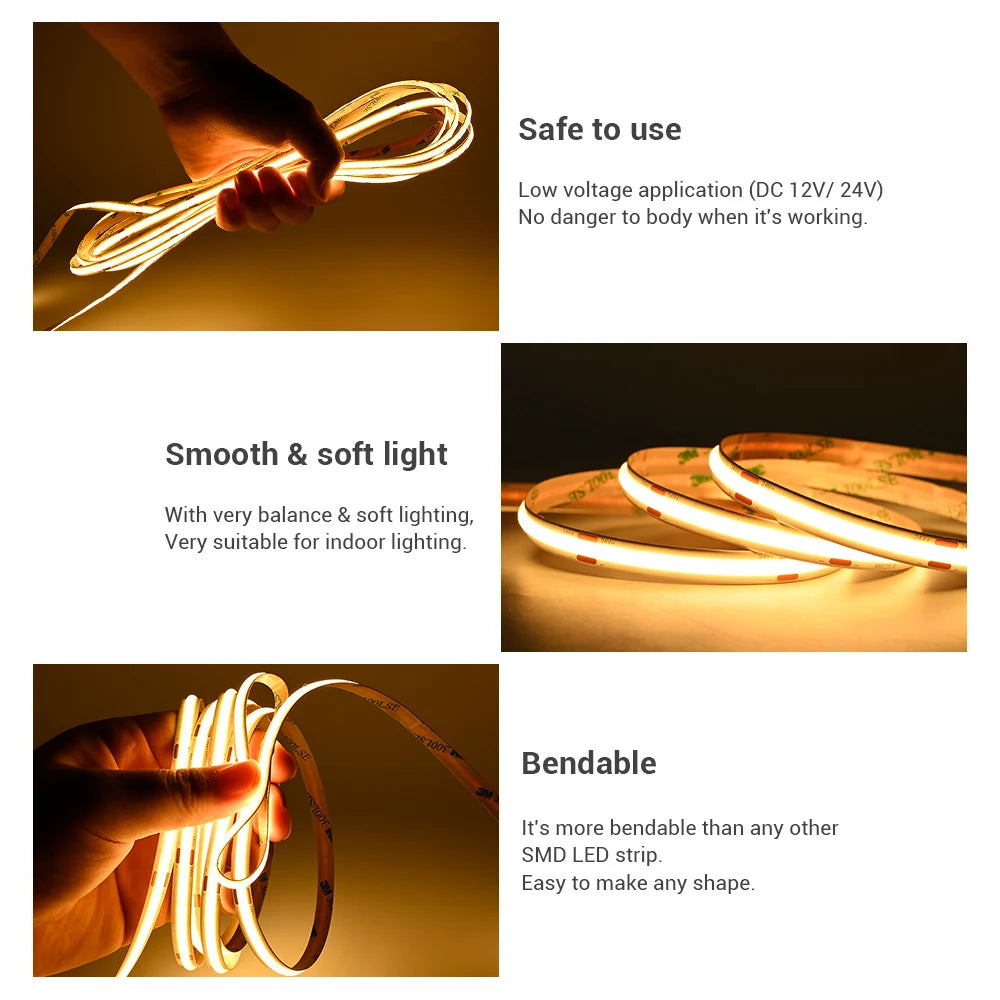 Ul Listed Cob Strip 2200K 2700K 480 Leds M