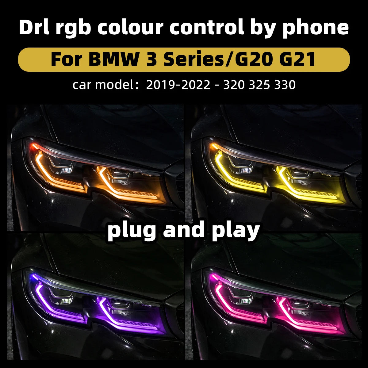 For BMW 3 Series G20 G21 2019-2022 RGB Drl Module APP Color