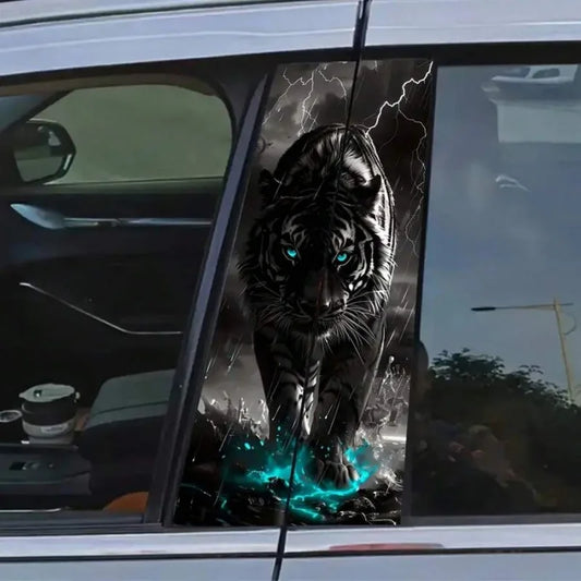 For B-Pillar & Door Glass Metal Packs Tiger Lightning Sticker