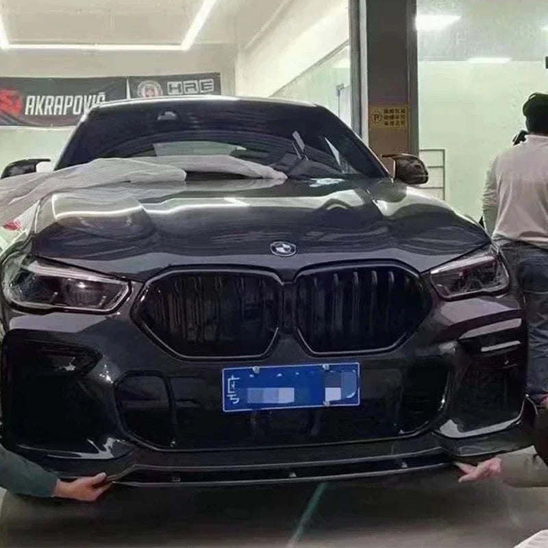 For BMW X6 G06 2019-2023 Carbon Fiber Front Lip Bumper Diffuser