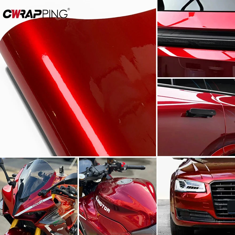 For Motorcycle Glossy Aurora Red Stickers Body Wrapping Self