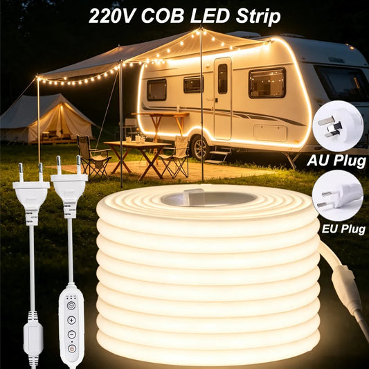 For Indoor Outdoor Decor 220V Cob Strip Eu Au Switch Dimmer Plug