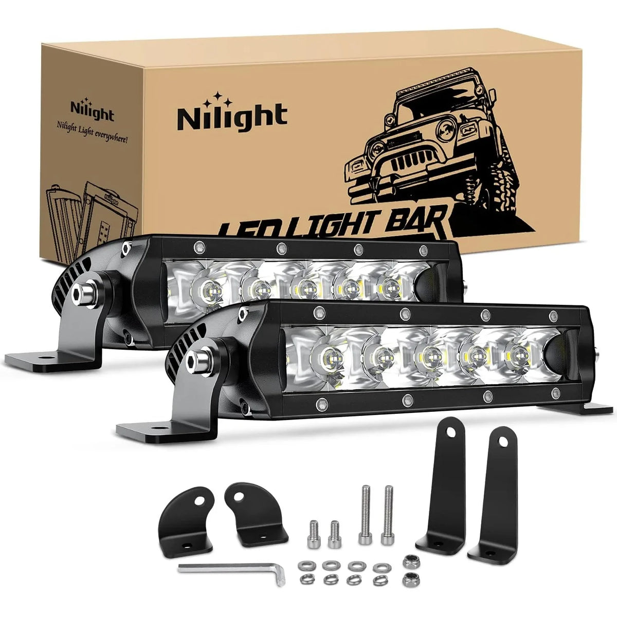 Nilight 2PCS 7-inch Super Slim Pod 30W 3600LM Spot