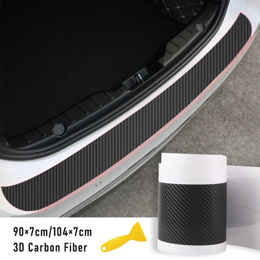 3D Carbon Fiber Rear Trunk Guard Plate Sticker Bumper