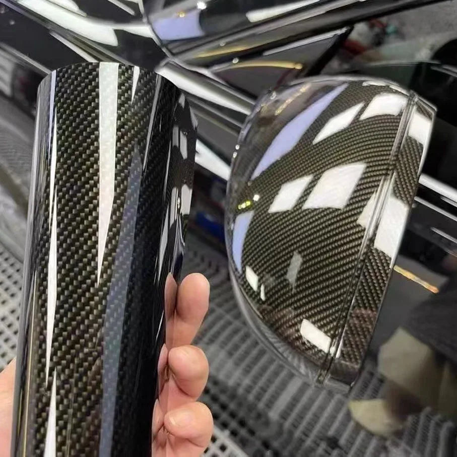 For Vehicles Adhesive 9D Carbon Fiber Vinyl Film Glossy Sticker