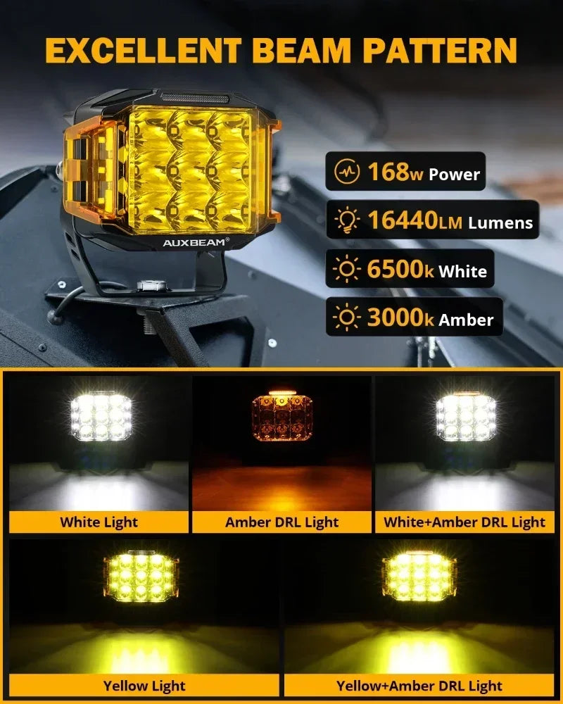 Auxbeam v-max Series Inch Drl Driving Work Black Amber