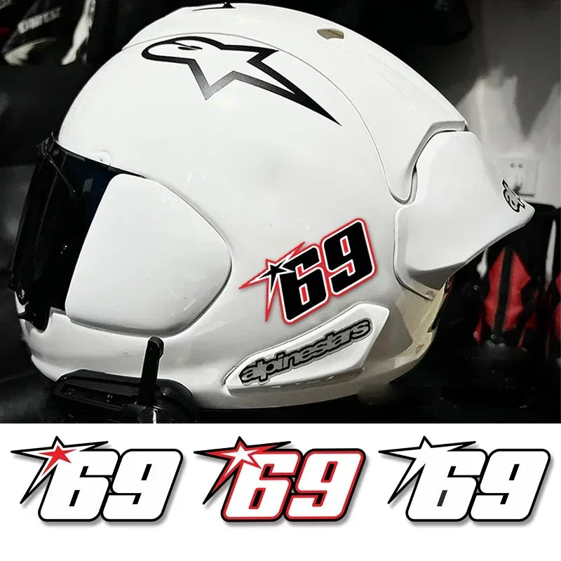 Racing Number Motorcycle Helmet Stickers Motorbike Fuel Tank Side