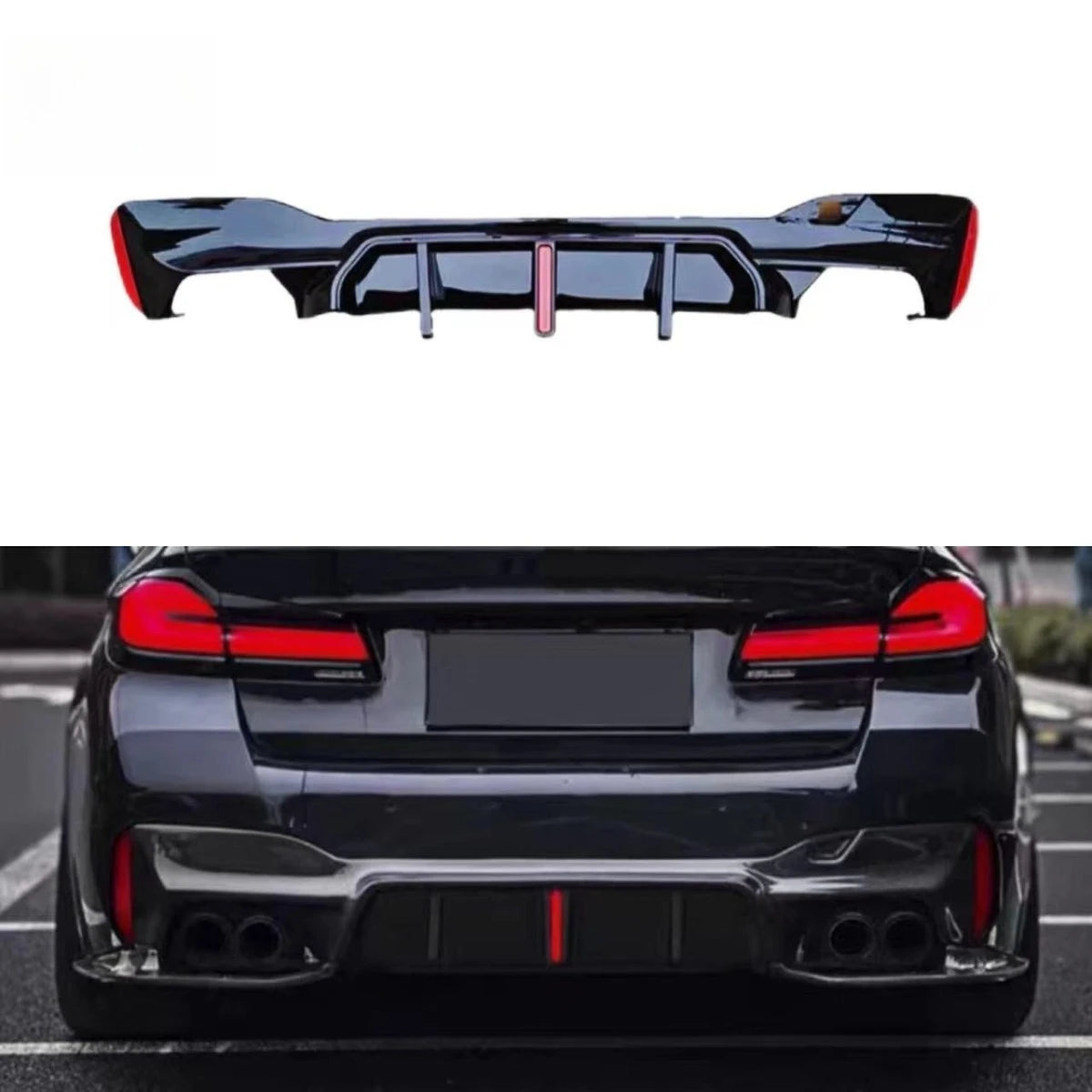 For BMW 5 Series G30 G38 Rear Bumper Spoiler Lip Diffuser