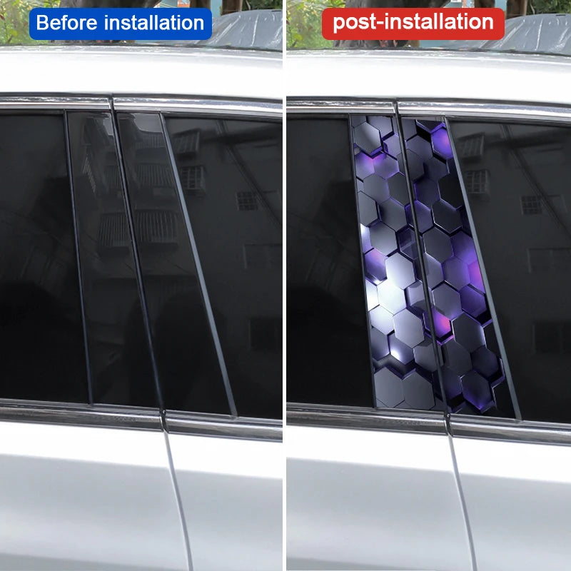 2PCS Polygon Image Decal Door Pillar Sticker Vinyl B