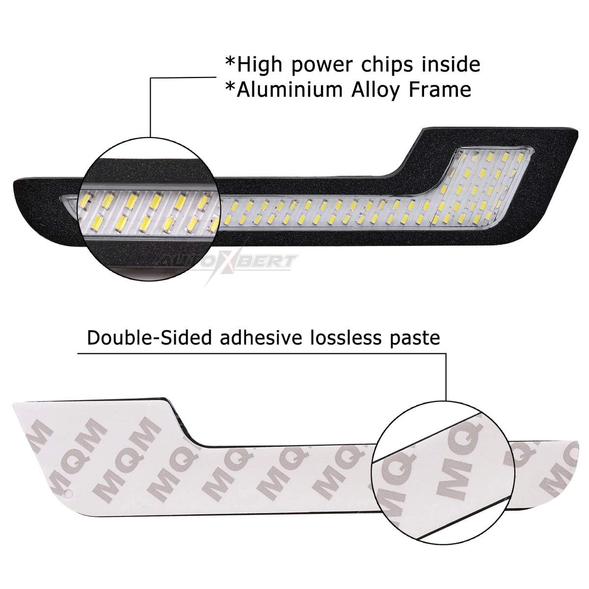 2X Daytime Running White l-shape Strips Smd Glass Lens