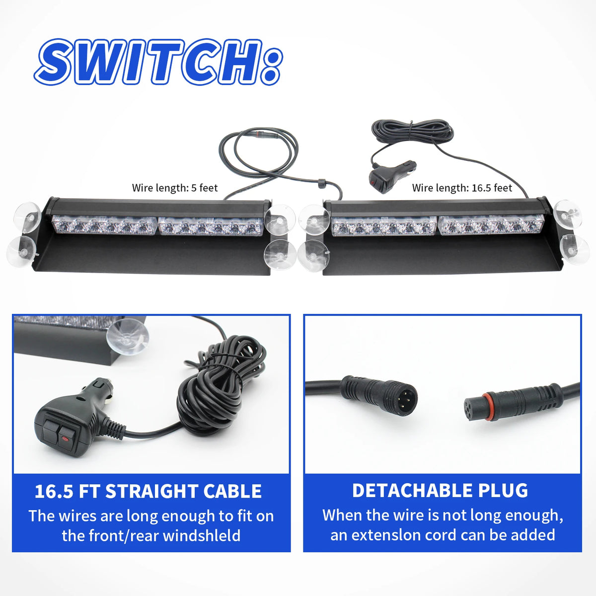 Laikesi Alumium 12v-24v 24LED Dash Emergency Strobe Windshield