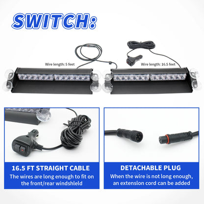 Laikesi Alumium 12v-24v 24LED Dash Emergency Strobe Windshield