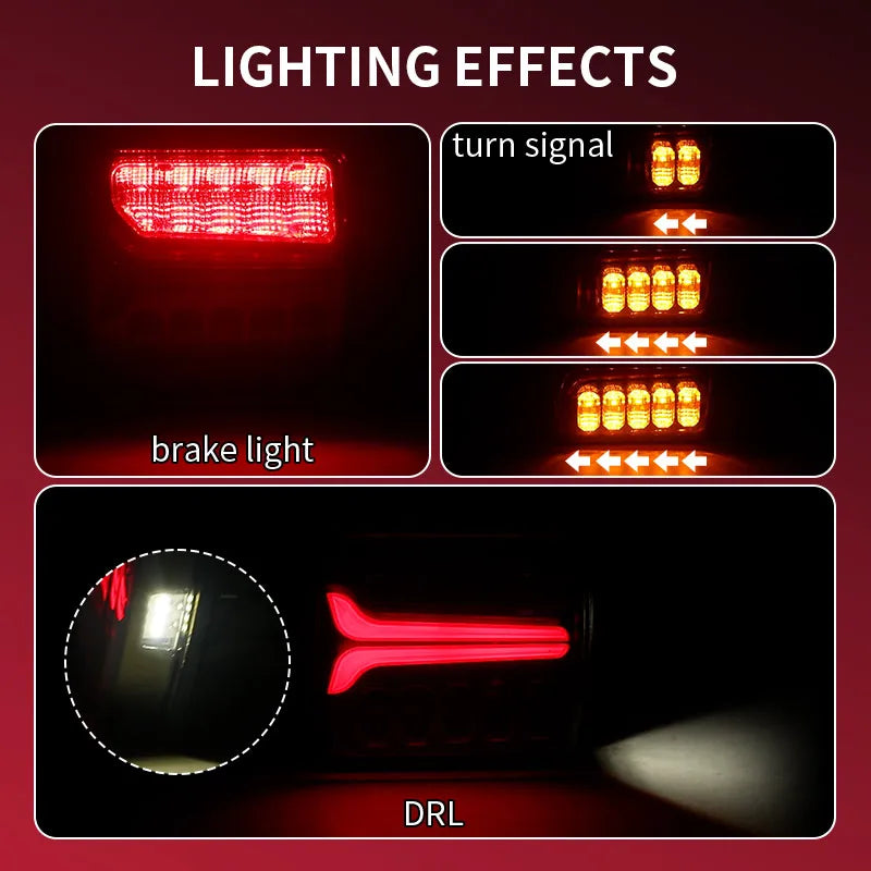 For 12V 24V Rear Tail Square Turn Signal License Plate Drl Truck