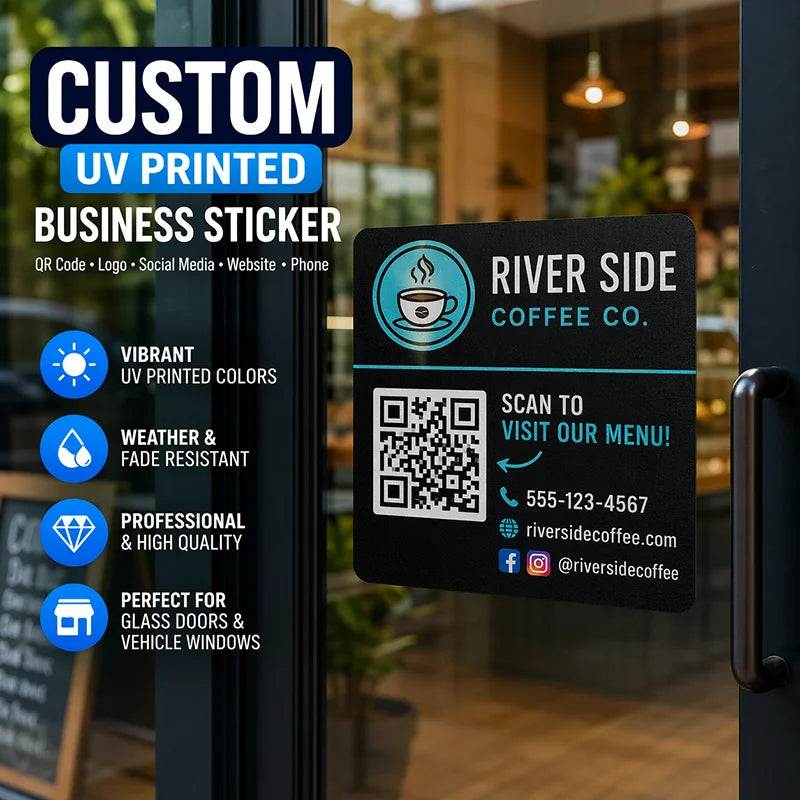 For Storefront Glass Door Vehicle Window Custom Uv Printed Qr
