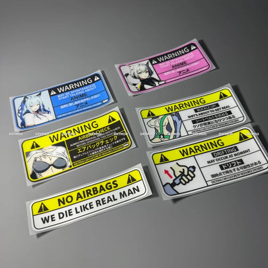Warning Drifting Airbags Check Real Man Anime Vinyl Tape