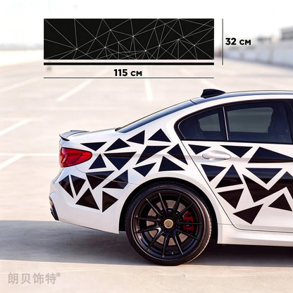 1SET Triangle Stickers Black Geometric Shattered Decals 115x32cm