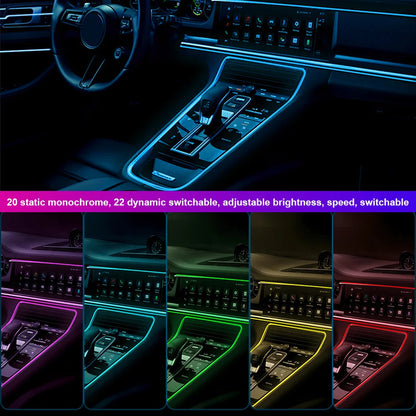 1M/3M/5M Car LED Ambient Light Interior Decoration EL Wiring RGB Neon Strip For Car DIY Flexible Atmosphere Lighting Wit