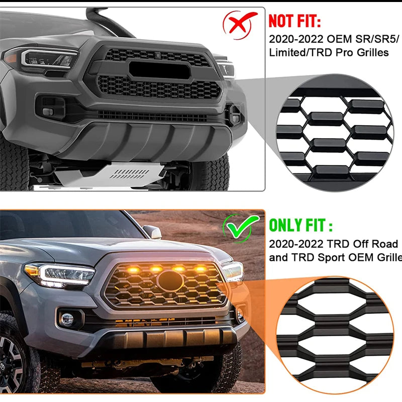 For Toyota Tacoma W Trd Sport 4PCS Front Grille Mesh Drl W