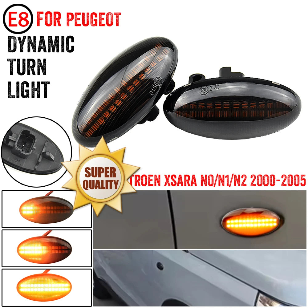 For Peugeot 1007 107 108 206 2X Dynamic Turn Signal Side Marker