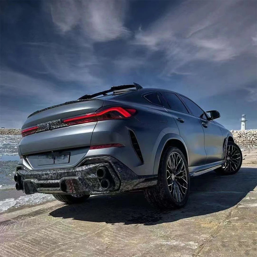 For BMW X6 G06 2019+ Carbon Fiber Rear Bumper Diffuser Splitters