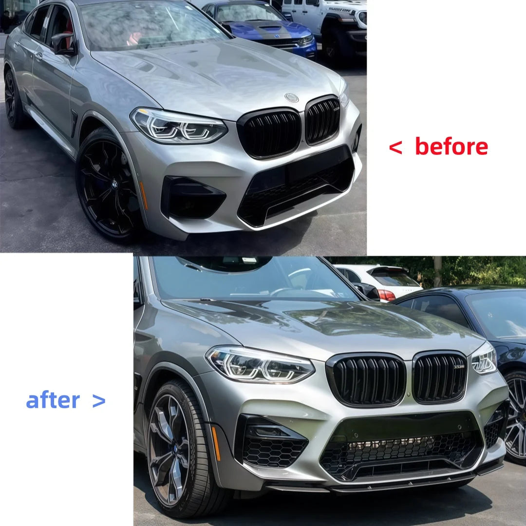 For BMW X3M X4M F97 F98 Gloss Black Carbon Fiber Look Front