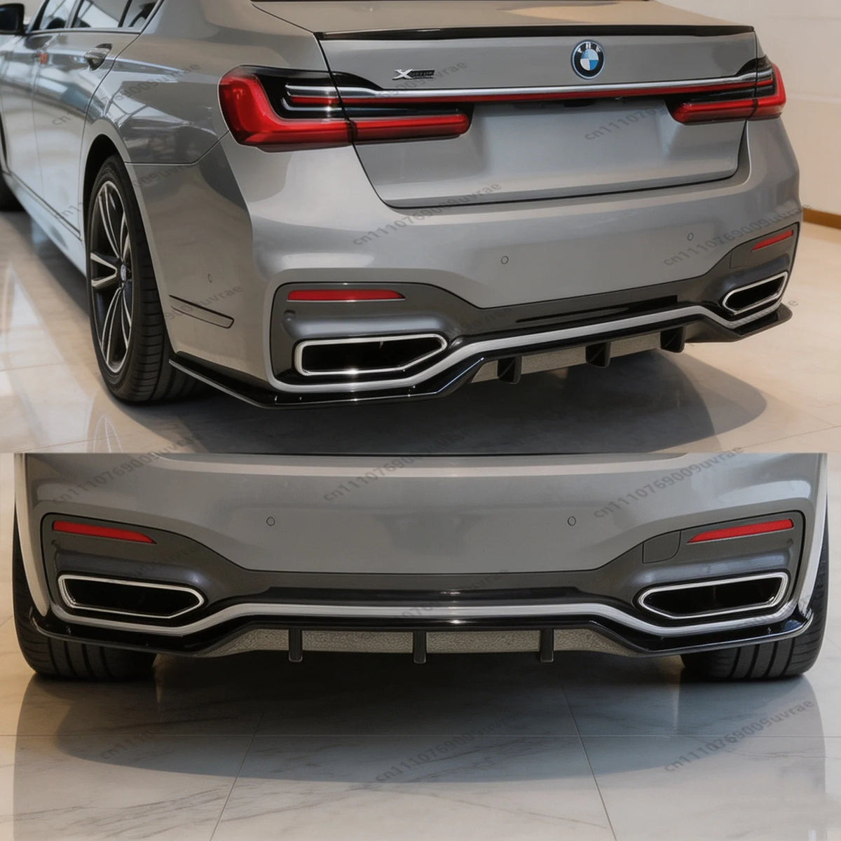 For BMW 7 Series G11 G12 Gloss Black Mp ABS Rear Bumper Diffuser