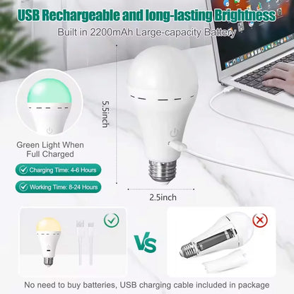 usb-c E27 Rechargeable Bulb Wireless Remote Control Battery