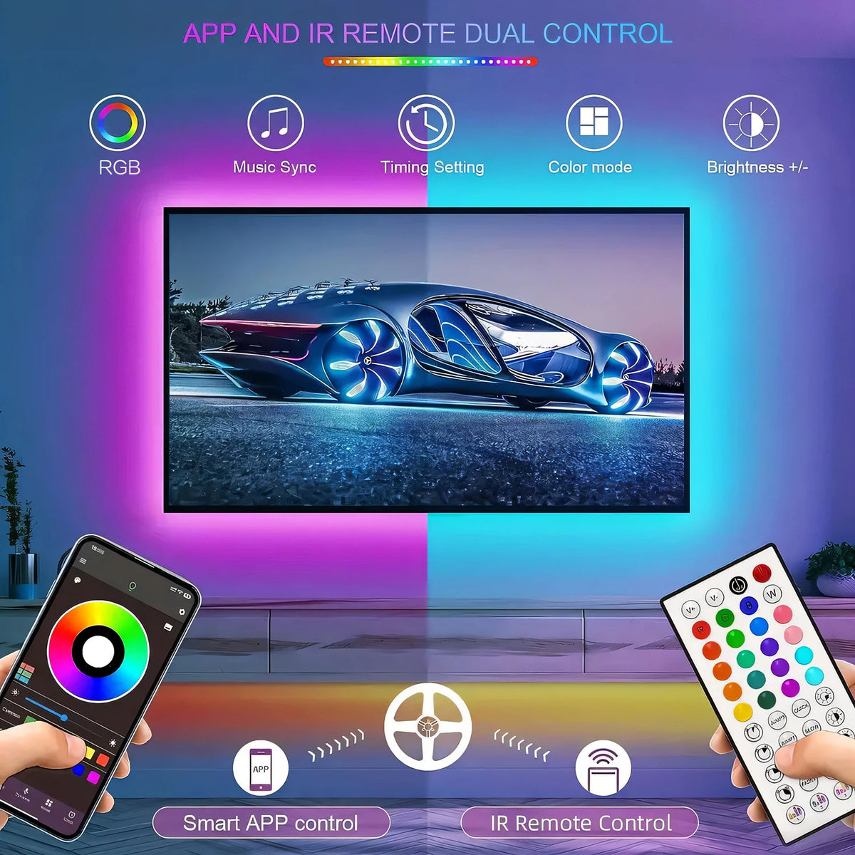 For Bedroom Home Kitchen Party Room 100 130 200FT RGB Smart