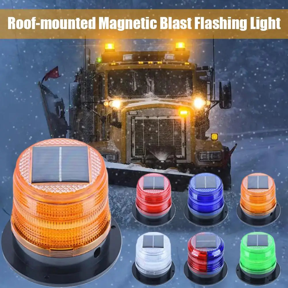 Solar Magnetic Flash Warning Night Flashing Truck Roof Beacon