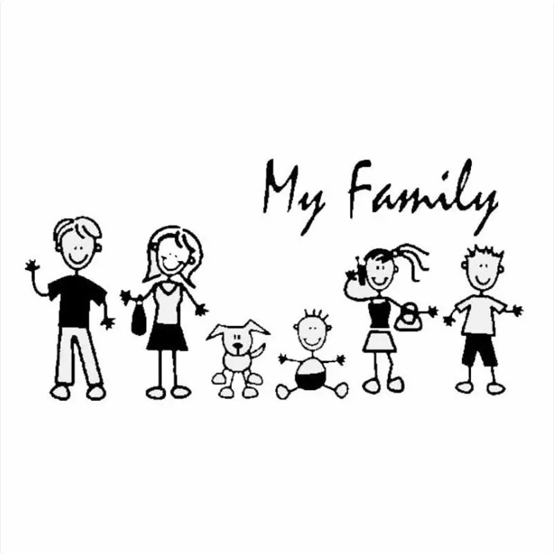 Family Decal Window Sticker Stick Figure Kid Baby Cat