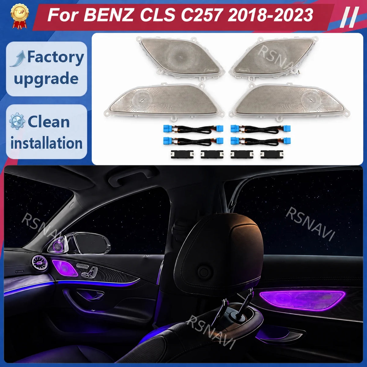 For Mercedes-Benz Cls C257 2018-2023 Perforated Illuminated