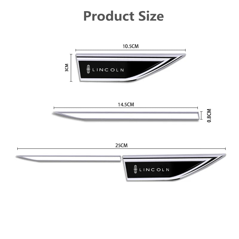 For Lincoln Mkc Mkz Mkx Mkt 25x3cm Door Fender Side Blade Badge