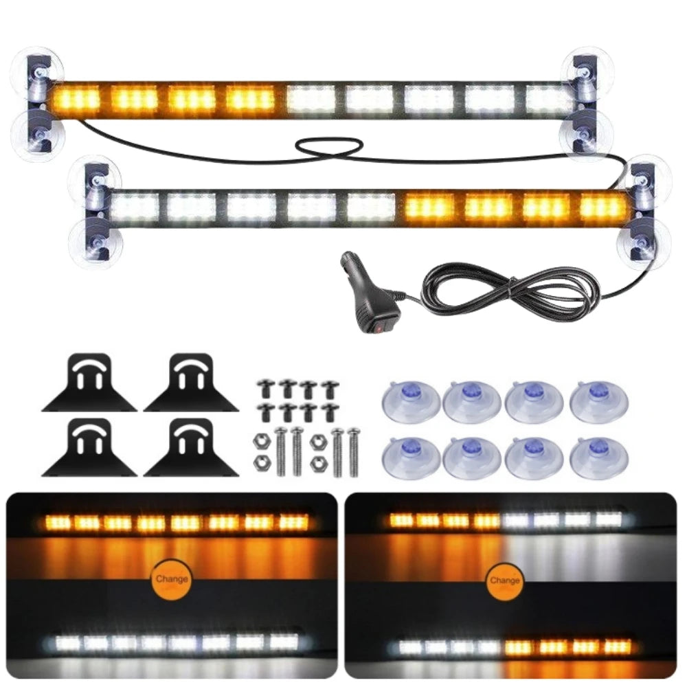 For Auto 2PCS Windshield Flasher 54LED Strobe Warning Bar Pickup