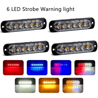 4PCS 6LED Strobe Side Warning Grille Flashing Lightbars Cars