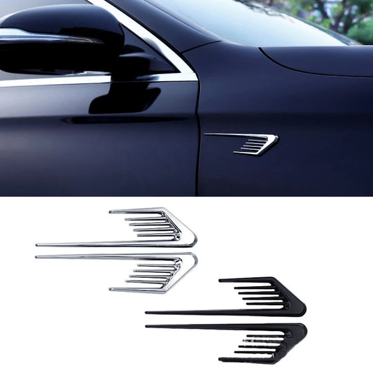 Fender Side Tail Mark Stickers Metal Simulation Shark Gills