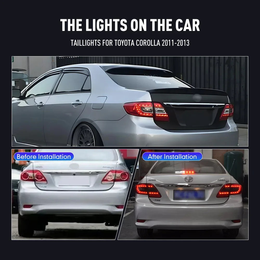 For Toyota Corolla 2011-2013 Drl Reverse Pair Tail Brake Turning