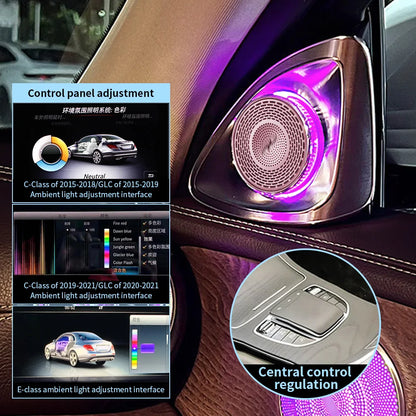 W205 GLC X253 W213 W222 W223 Led Ambient Light For Mercedes benz Accessories 4D Rotating Tweeter Midrange Cover Speaker 