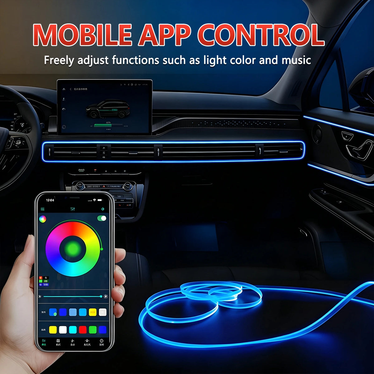 Flexible Neon Interior Ambient RGB Multicolor Sound Active APP