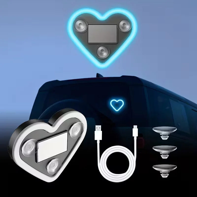 Solar Powered heart-shaped Neon Atmosphere Triangle Window Rear
