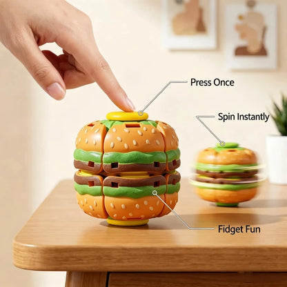 Portable Hamburger Shaped Press Spin Fidget Ball Fingertip