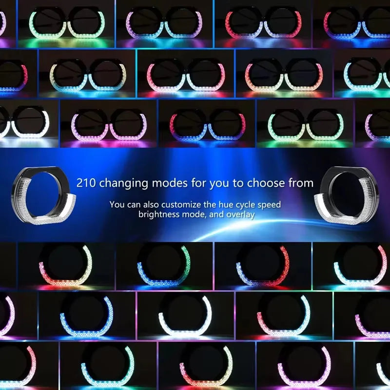 Inch 5D RGB Angel Eyes Halo Rings Rectangular Drl