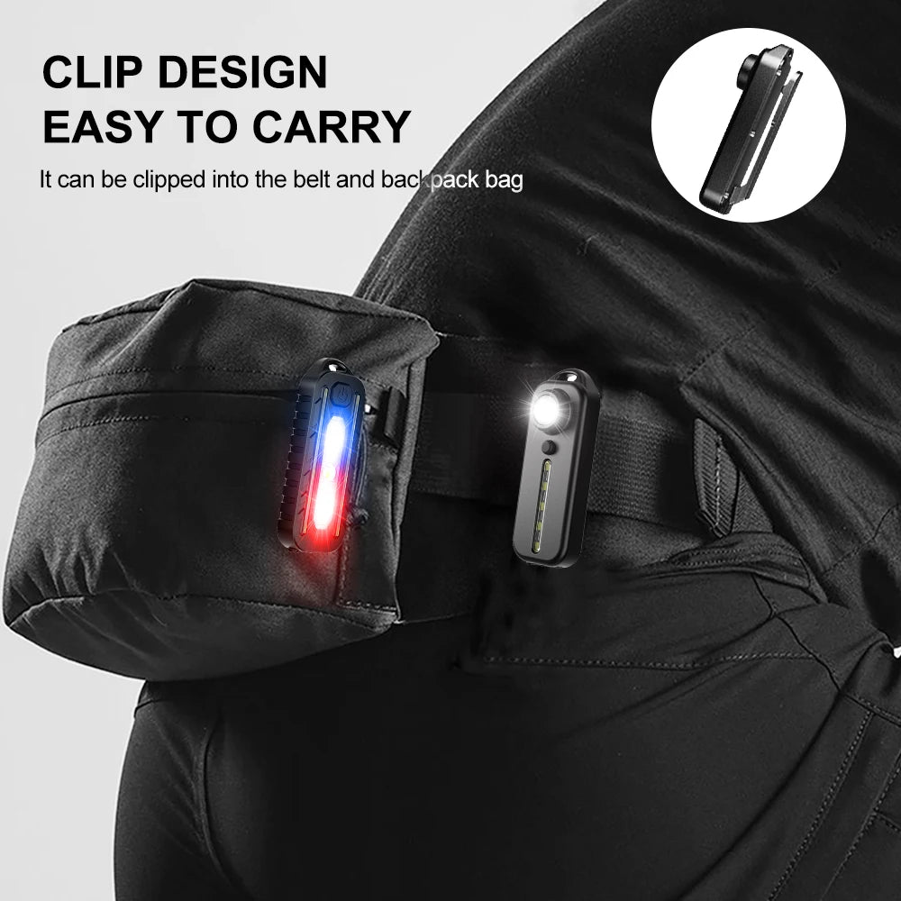 Red Blue Shoulder Clip USB Charging Flashing Warning Safety