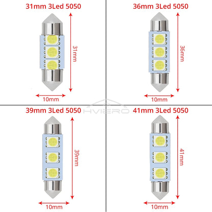 2PCS White Ceiling Bulb C5W C10W 5050 3SMD 41MM
