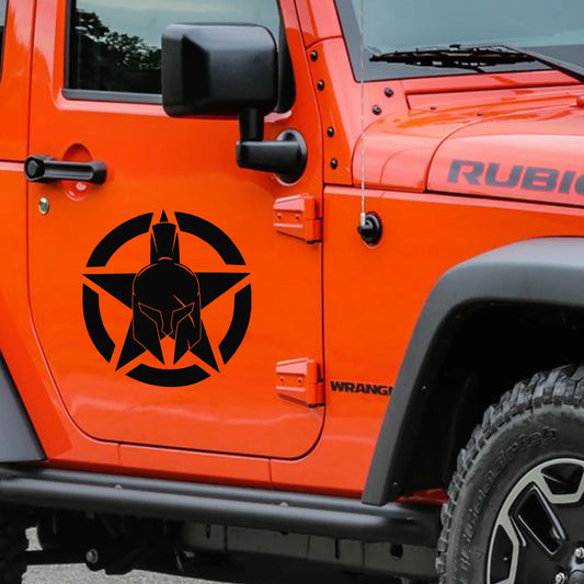 Circular Five Point Star Spartan Helmet Engine Hood Vinyl