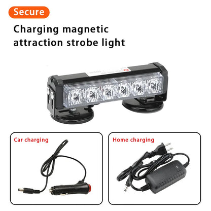 Strobe Warning Flashing Magnetic Base 6LED Red Yellow Aluminium