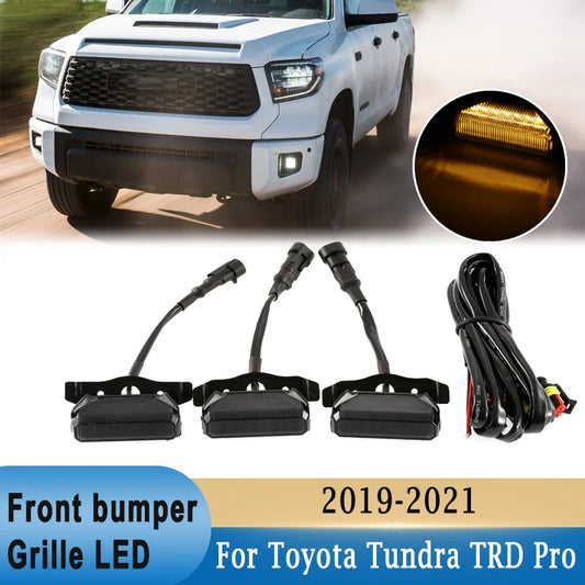 For Toyota Tundra Trd Pro 2019-2021 3PCS Front Grille Amber Drl