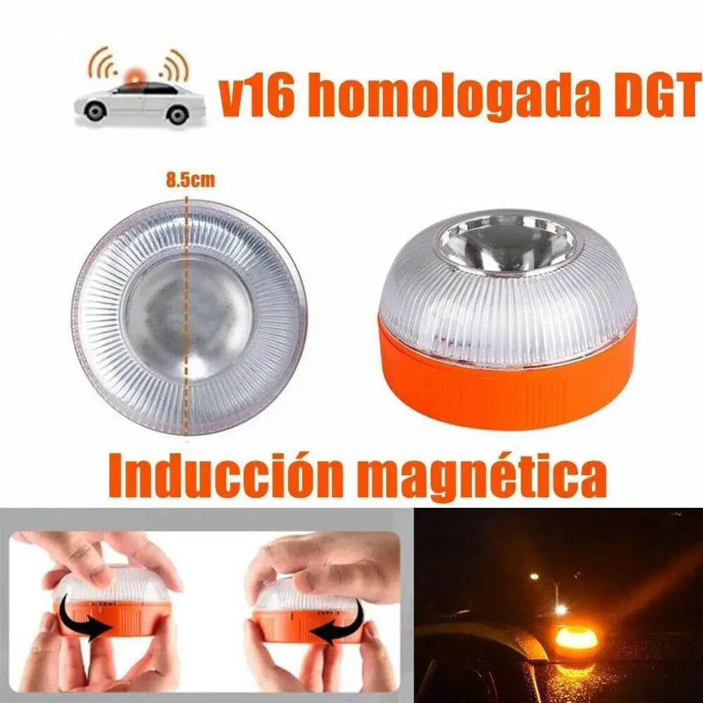 One spanish-made Emergency V16 Certified White Yellow Flashing