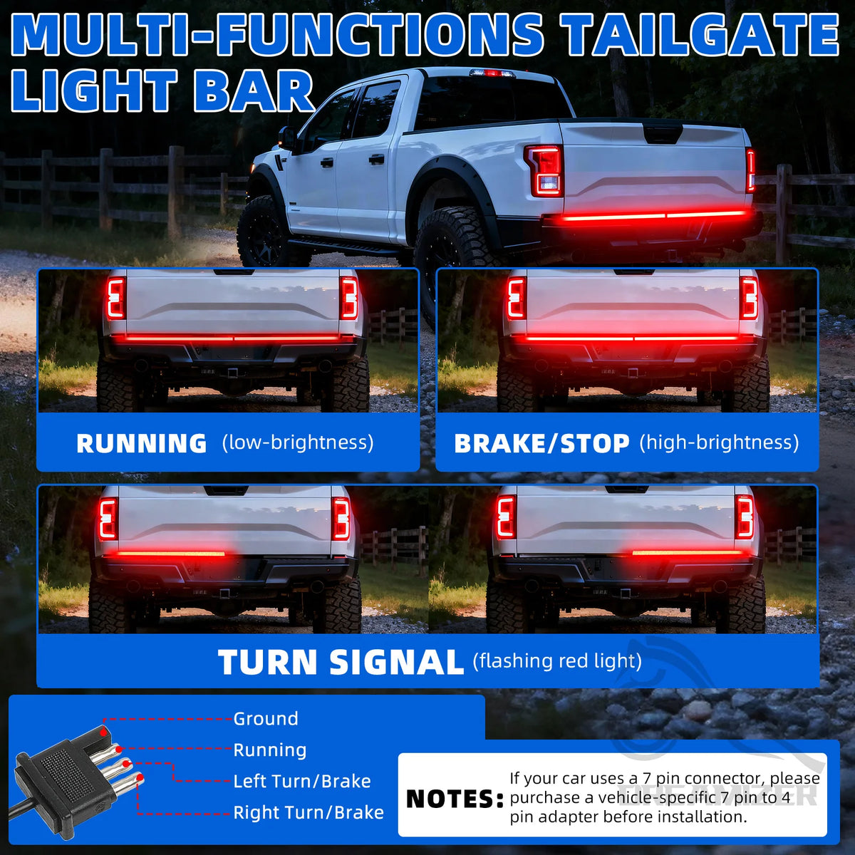 2PCS In Tailgate Bar Inch Aluminum 756leds Truck Strip