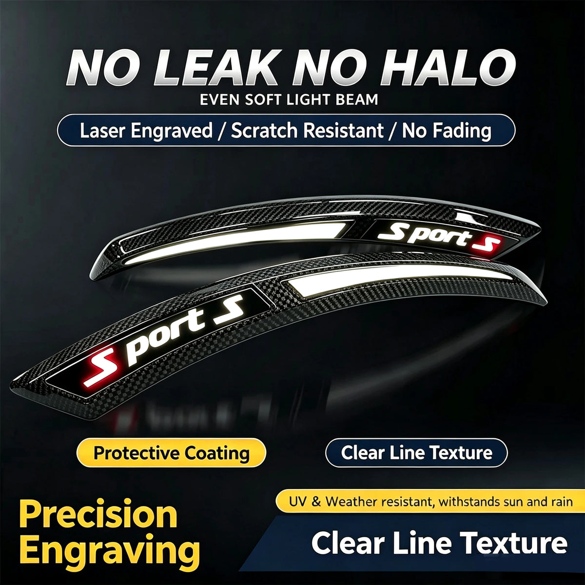 LED Wheel Eyebrow Lights Universal Car Carbon Fiber Gloss Black Side Marker Turn Signal Auto Exterior Lighting For Most 