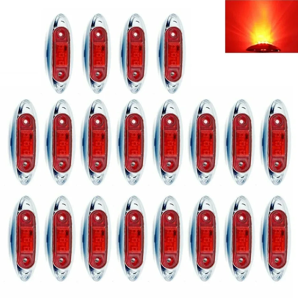 Fuleem 20PCS Red Side Marker Clearance Fish Chrome Van